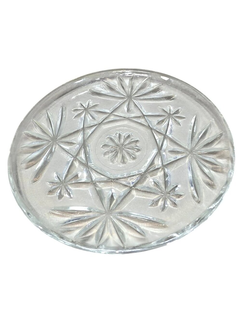 Vintage 1960’s Anchor Hocking Coaster Prescut Clear Glass Star of David 4.25 Inc